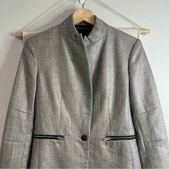 RAG & BONE Alpine Wool-Blend Blazer with Zip Pockets in Silver/Gray SZ 4 - Picture 9 of 10